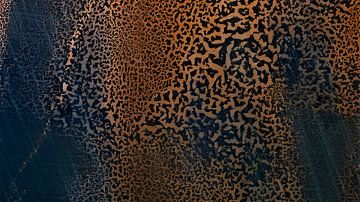 Modern surrealisme abstractie met organische textuur in koper goud brons van Mad Dog Art