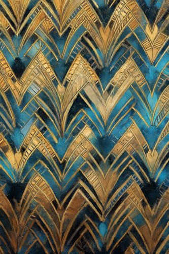 Blauwe Art Deco Patronen