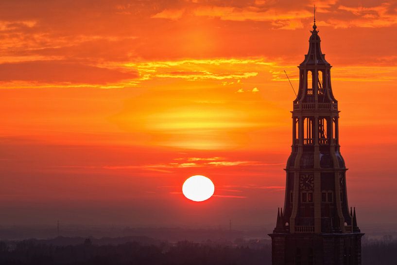 Churchtower au coucher du soleil par Volt