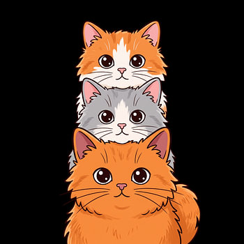 Clipart mit niedlichen, übereinander sitzenden Katzen