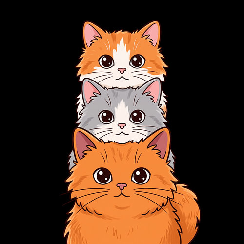 Cute Stacked Cats Clipart