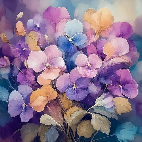 Bouquet de violettes colorées sur Patricia Hofmeester