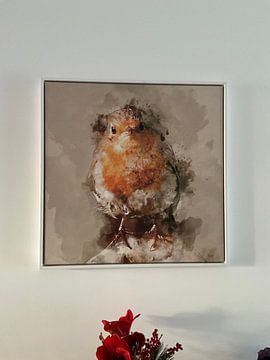 Klantfoto: Portret van een pasgeboren roodborstje van Art by Jeronimo