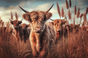 Schottische Highlander-Herde von Ellen Van Loon