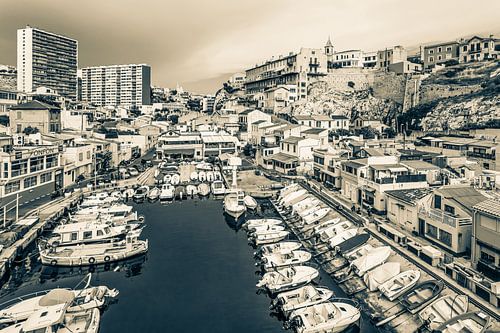 Vallon des Auffes fishing harbour in Marseille – monochrome by Werner Dieterich