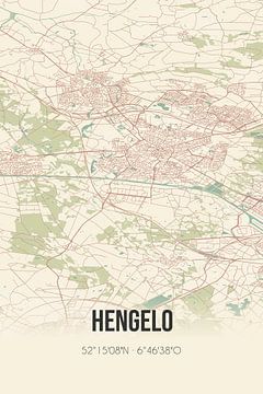 Vintage landkaart van Hengelo (Overijssel) van Rezona