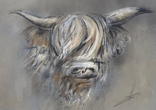 Decoratieve kunst - schotse hooglander full colour kunstwerk