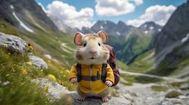 Hamster beim Wandern in den Bergen