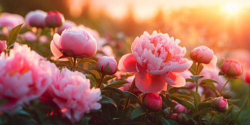 Pioenen bij Zonsondergang