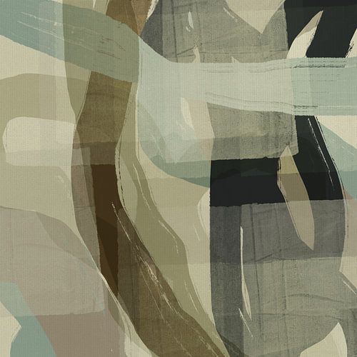 Modern abstract in neutrale kleuren. Bruin en salie