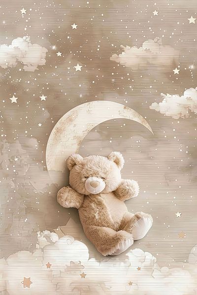 Sleeping bear on clouds by Poster Art Shop