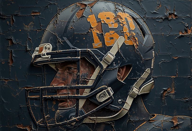 Starker Blick unter Schutzhelm, Sportler von fernlichtsicht