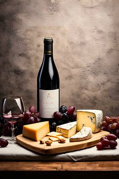 Rode wijn en kaasplankje van Bernhard Karssies