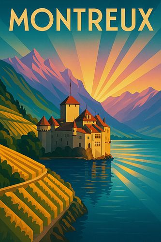 Montreux Art Deco Poster - Elegantie aan het Meer van Genève