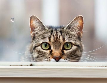 poes kijkt door het raam van Egon Zitter
