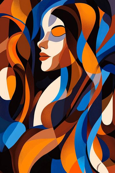 Colour play of dreamsSensual silence in blue-orangeElegan by Poster Art Shop