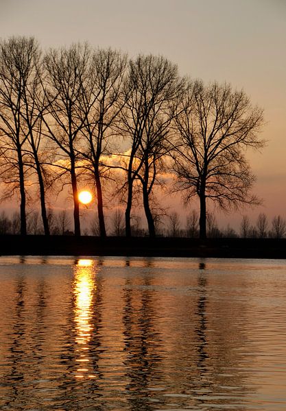 Mooie zonsondergang over de Nederrijn bij de pont in Elst van Natuurpracht   Kees Doornenbal