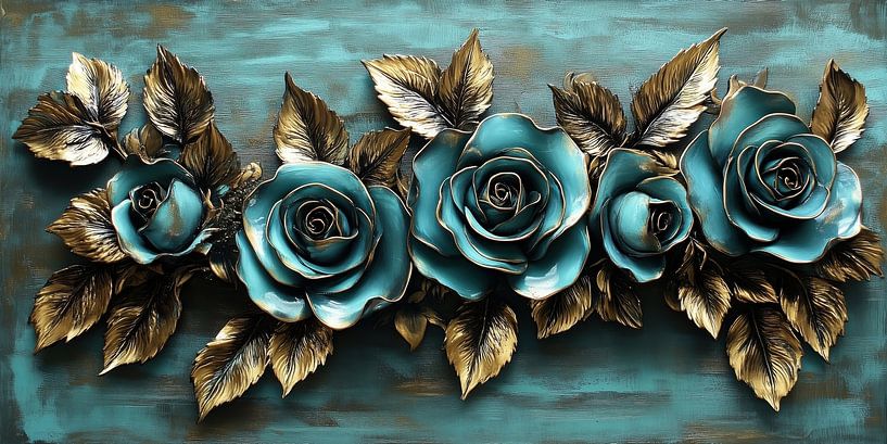 Roses blue and gold by Imagine