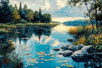 Reflecties in kalme rivier van Art & Soul Creations