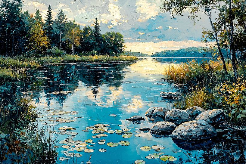 Reflecties in kalme rivier van Art & Soul Creations