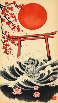 Bouddha / Boeddha Art japonais Sumi-e sur MIROKKU