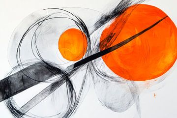 Abstract composition with orange and black by Poster Art Shop