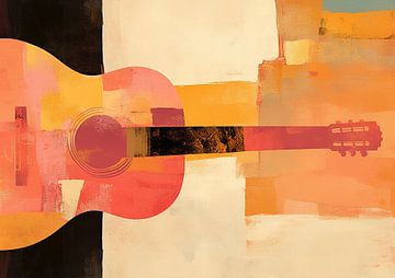 Abstract Schilderij met Gitaar van ARTEO Schilderijen