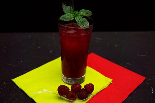 Frambozen Mint Smoothie in een Glas