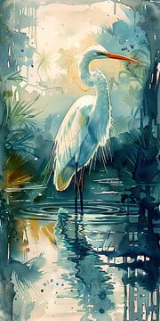 Heron in the Reed by ByNoukk