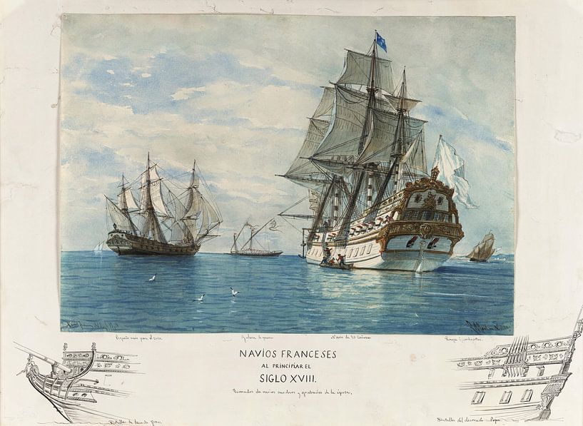 Rafael Monleón~ Early 18th century French ships by finemasterpiece