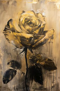Abstracte Gouden Roos op Beige Achtergrond van Art & Soul Creations