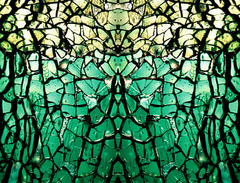 verre cassé vert macro abstrait