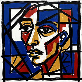 Identité brisée : portrait émotionnel néo-expressionniste sur Aden Pink Studio