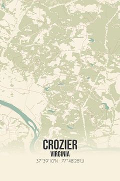 Vintage landkaart van Crozier (Virginia), USA. van MijnStadsPoster