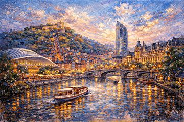 Lüttich, Belgien, ein impressionistisches Gemälde. von Galerie Hoppenbrouwers