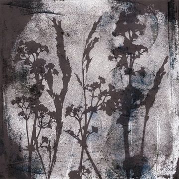 Taupe flowers. Abstract Retro Botanical. Flowers, plants and leaves in taupe by Dina Dankers