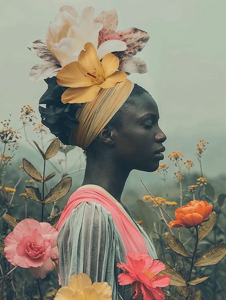 Die Macht Afrikas, zeitgenössisches Porträt in Neon von Carla Van Iersel