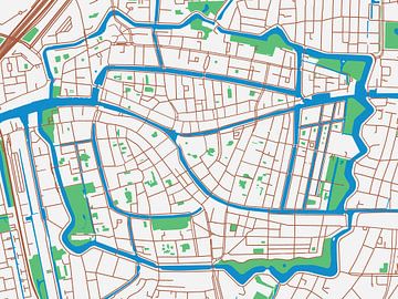 Karte von Leiden Centrum im Stil von Urban Ivory von Map Art Studio