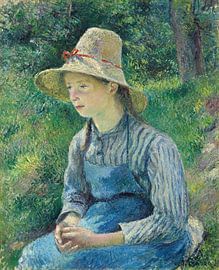 Camille Pissarro,Peasant girl with a cane hat