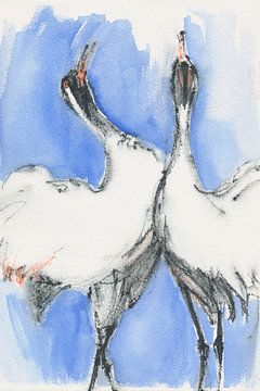 Dancing cranes by Retrotimes