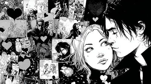 Monochrome Manga Love - Black and white collage with Romantic Anime Vibes