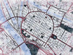 Karte von Mannheim centrum im stil 'White winter'
