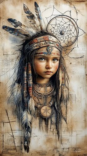 indiaan in Da Vinci stijl