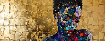 Vrouwenportret Goud | Spectrum Gaze Odyssey van Kunst Kriebels