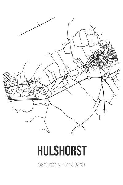 Hulshorst (Gelderland) | Map | Black and White by Prints of Place