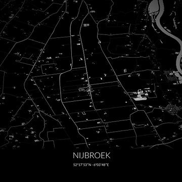 Black-and-white map of Nijbroek, Gelderland. by Rezona