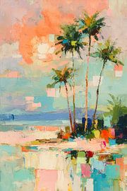 Plage tropicale aux couleurs pastel