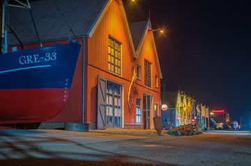 Le port de Zoutkamper de nuit avec GRE33 sur Jan Georg Meijer