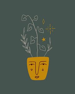 Illustration abstrakter Topf mit Pflanze