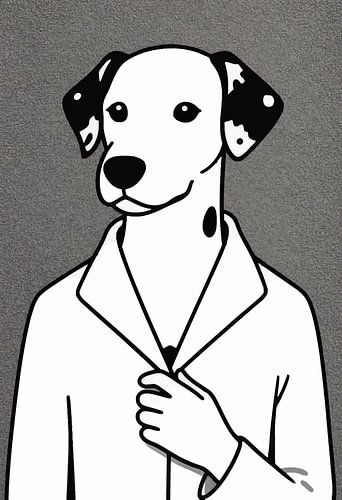 Stijlvolle wanddecoratie met een Dalmatiër in een witte vacht – Moderne zwarte en wit & 